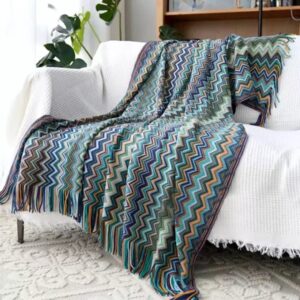 Home Decor Bohemian style Soft Knitted Throw Blankets with Tassel